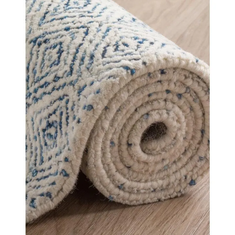 Timeless Textures Hand Tufted Wool Rug - Blue & White media 4