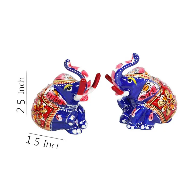 Tusked Triumph Painted Metal Show Piece - Set Of Two media 6
