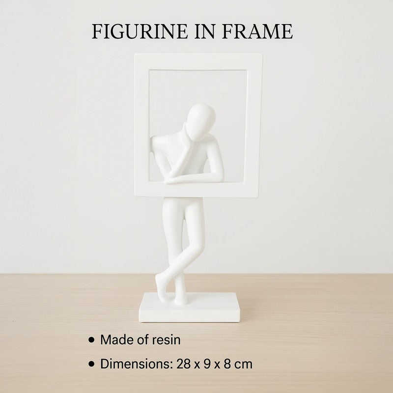 Silent Thoughts Modern Art Resin Sculpture Showpiece - White media 5