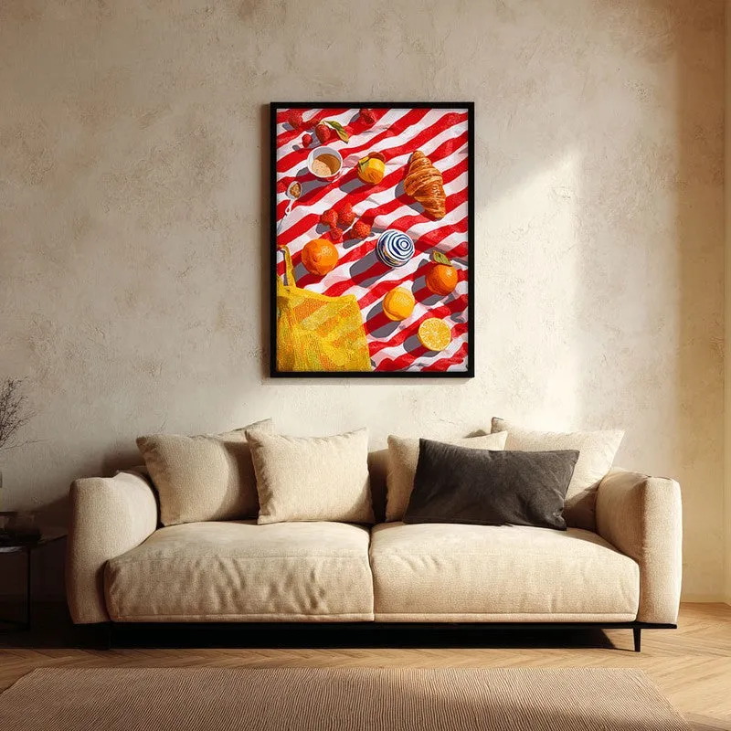 Azure Feast Canvas Wall Painting - Black Frame media 1
