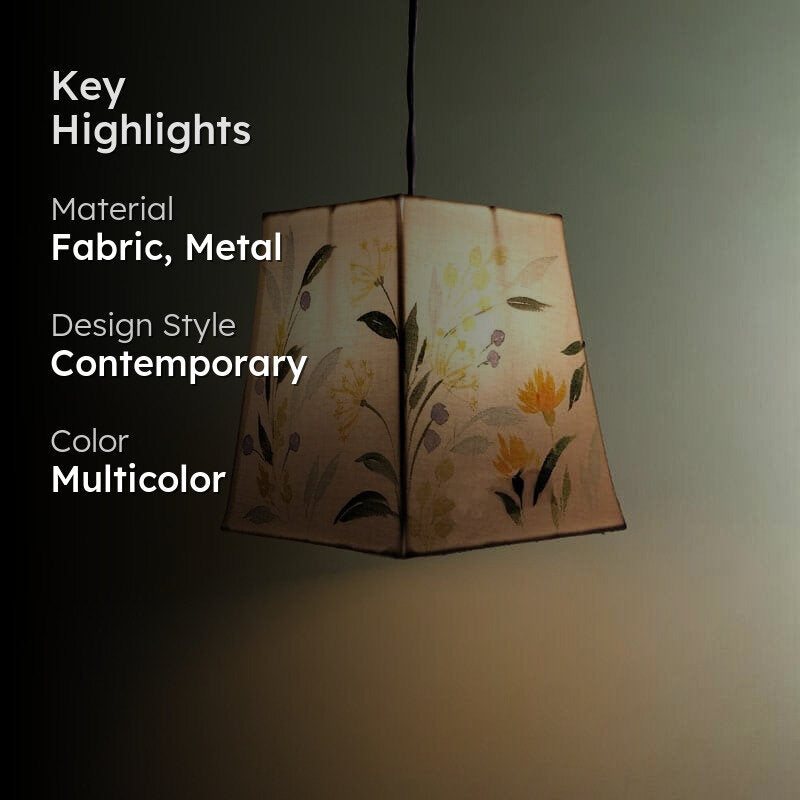 Tillo Flora Cone Handpainted Fabric Ceiling Lamp media 2