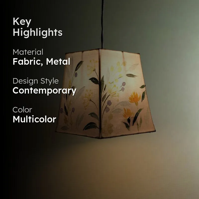 Tillo Flora Cone Handpainted Fabric Ceiling Lamp media 2