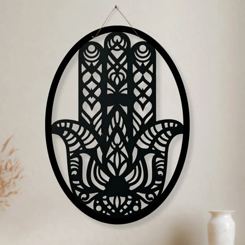 Hamsa Hasta Lines Iron Wall Accent media 3