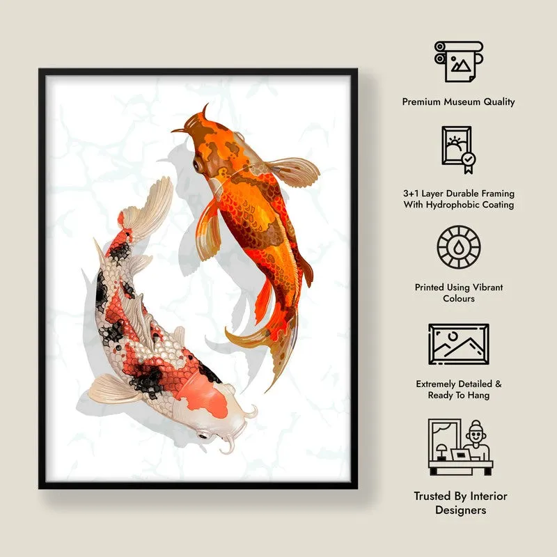 Koi Harmony Archival Paper Wall Art With Frame media 8