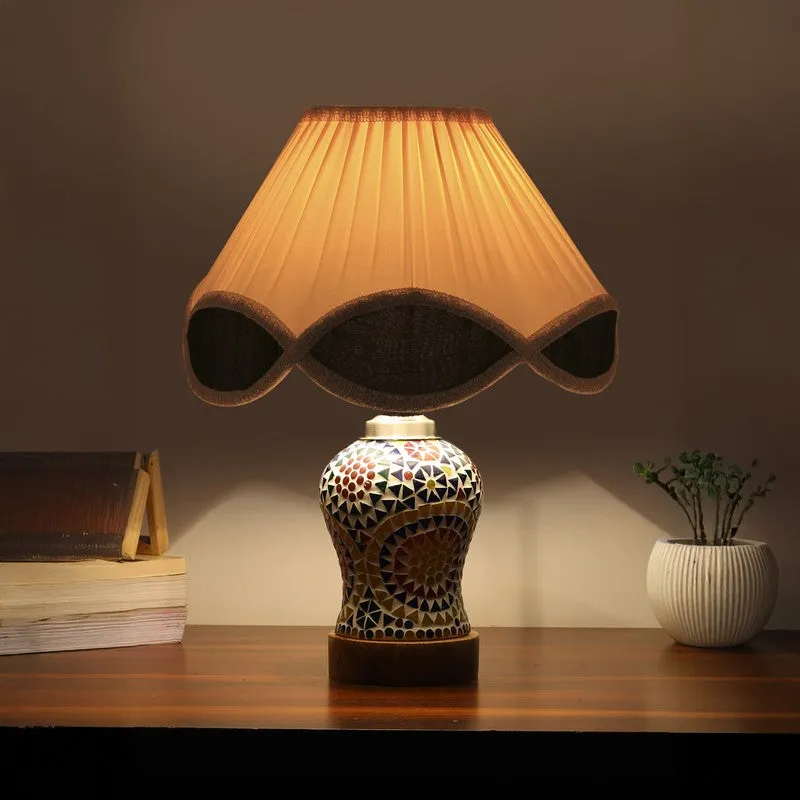 Aurenique Arc Pleated Wooden Table Lamp - Multicolor media 1