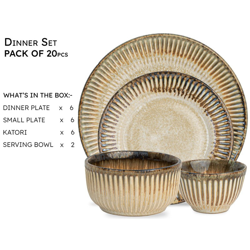 Mintora Beige Ceramic Dinner Set - 20 Piece Set media 5