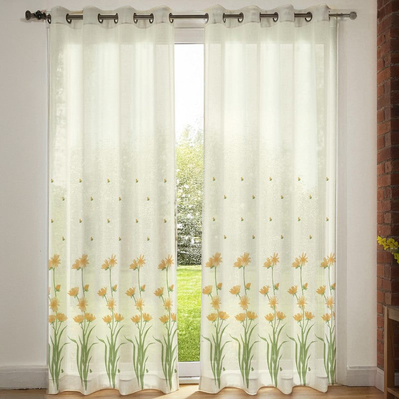 Urban Space Floral Multicolor Polyester Curtains - Set Of Two media 3