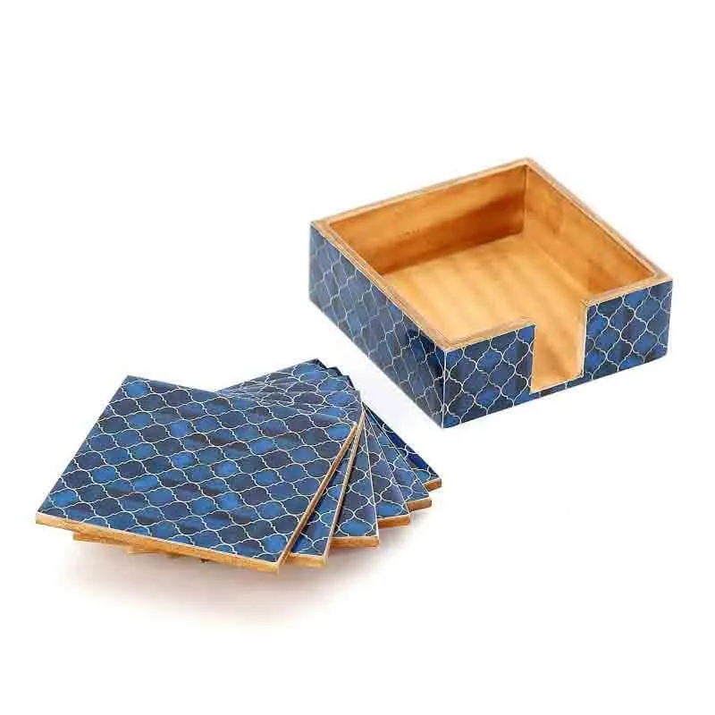 Ombre Checkered Coasters - Blue - Set Of Four media 8