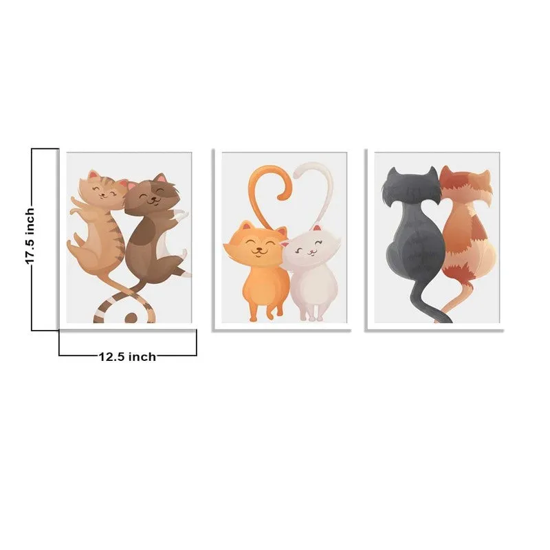 KittyLove Paper Wall Painting With MDF Frame - Set Of Three media 8