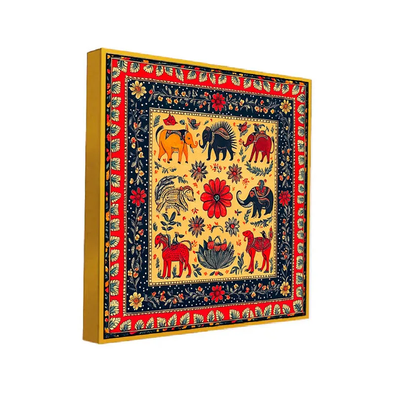 Haathi Parade Canvas Wall Art With Frame media 3