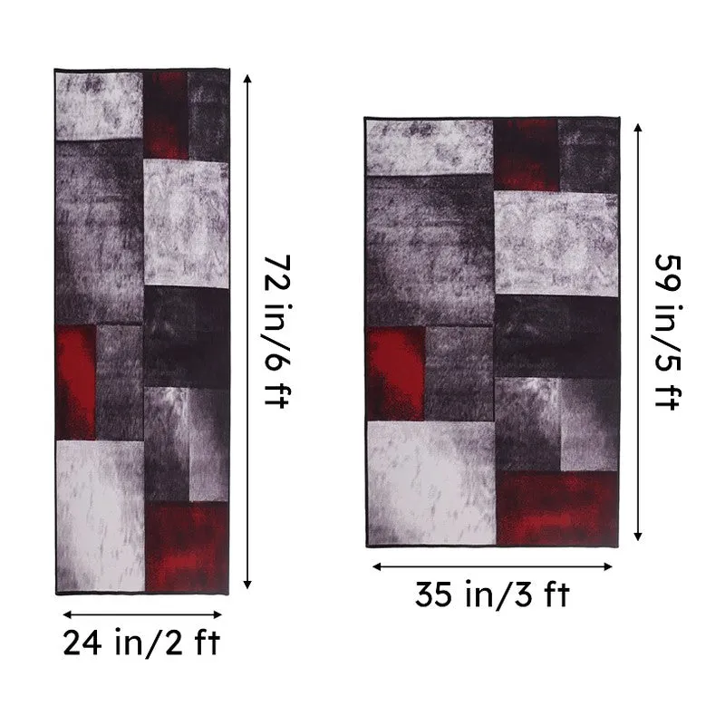 Red Geometry Anti-Skid Carpet media 7