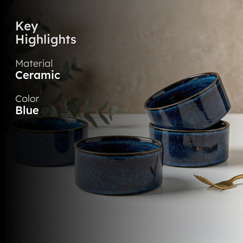 Whimsi Ceramic Soup Bowls (280 mL,Dark Blue) - Set Of Four media 2