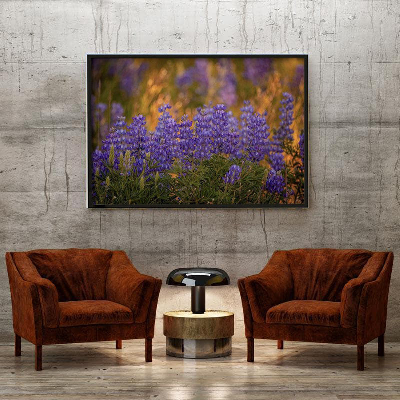 Lupine And Other Wildflowers Canvas Painting - Black Frame media 4