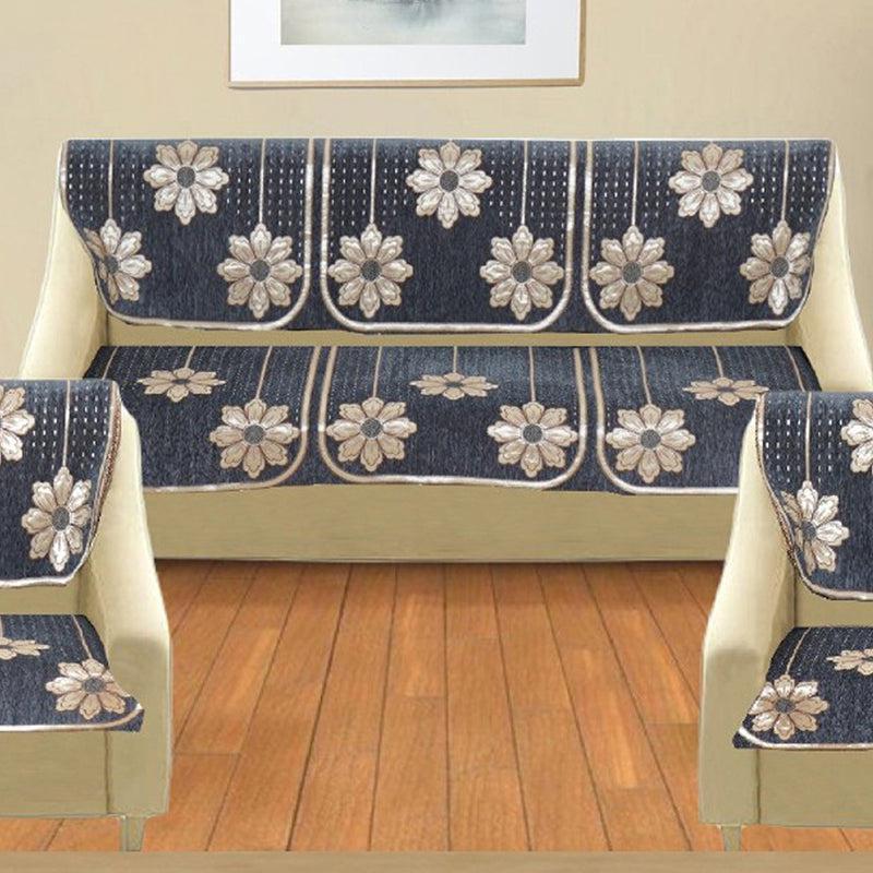 Mitha Floral Sofa Cover (Dark Grey) media 5