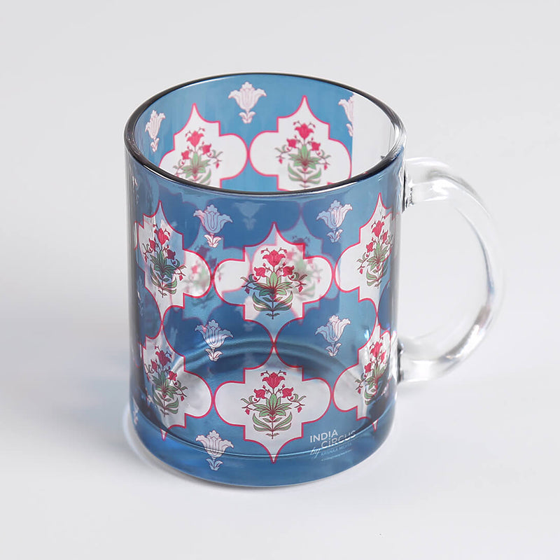 India Circus Petal Dew Glass Mug With Coaster (325 mL Each) - Four Piece Set media 5