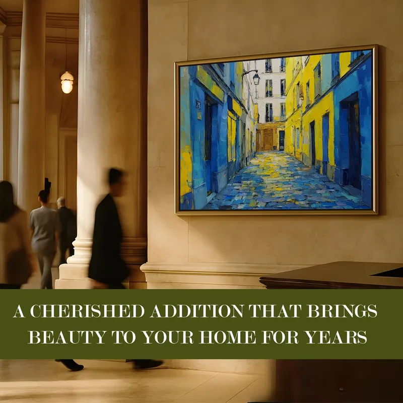 Sunlit Lane Canvas Wall Painting With Frame media 7