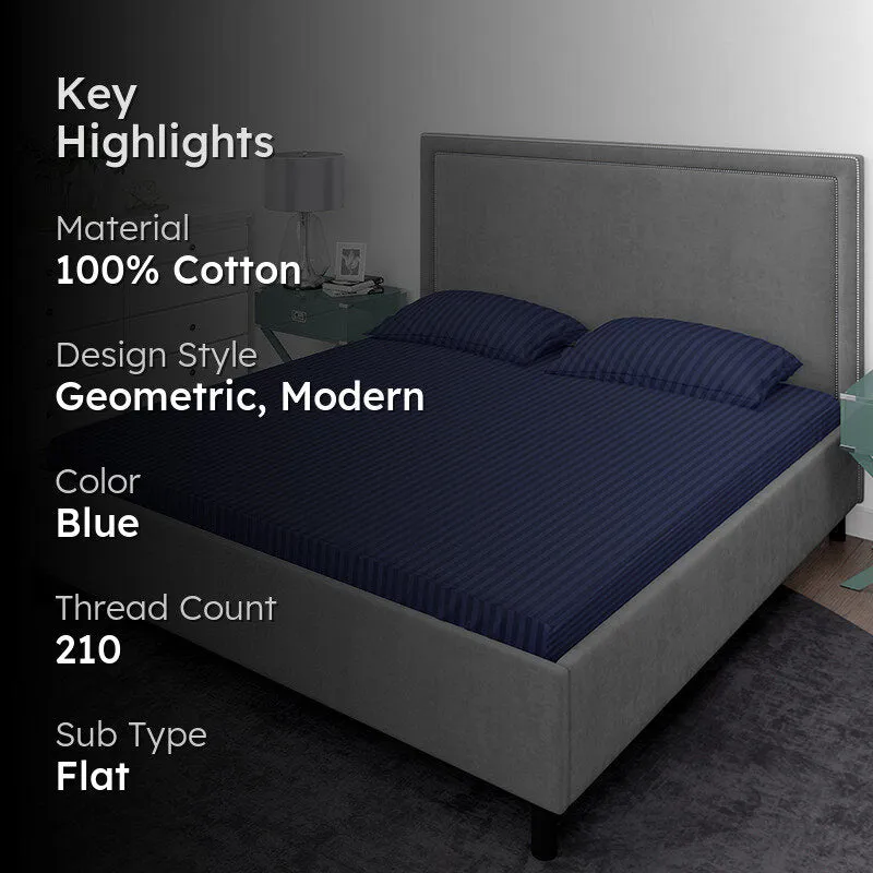 Chic Lines Geometric Cotton Bedsheet (Navy) - 210 TC media 2