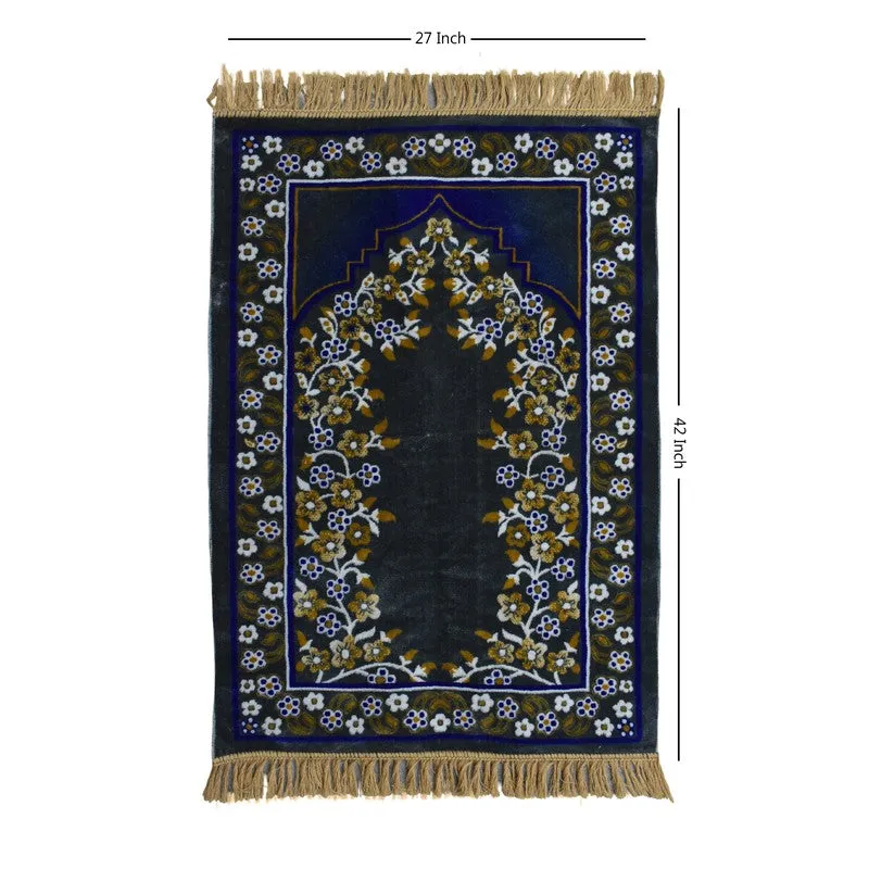 Noorzen Velvet Prayer Mat - Blue,Yellow media 6