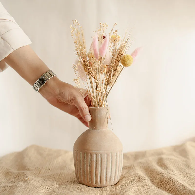 Earthy Calm Porcelain Vase With Dried Flower Bunch media 5