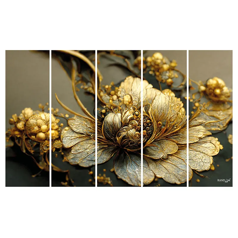 Elegant Gold Canvas Wall Art - Set Of Five media 4