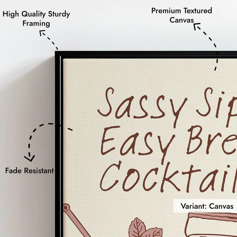 Sassy Sips Archival Canvas Wall Art - Black media 7