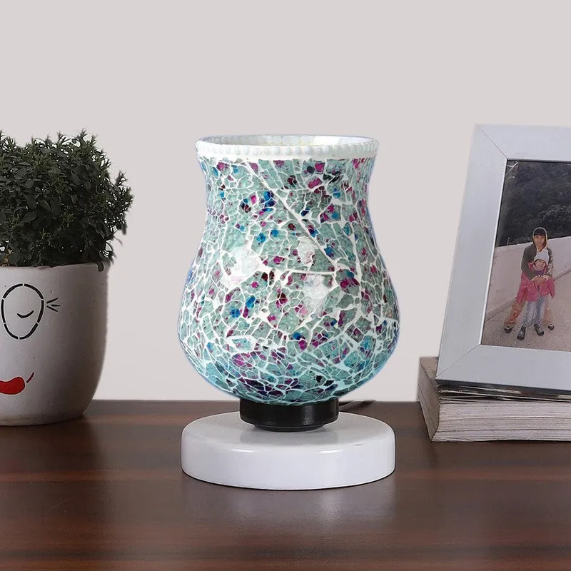 Lumiri Mosaic Glass Table Lamp With Wooden Base - Multicolor media 4