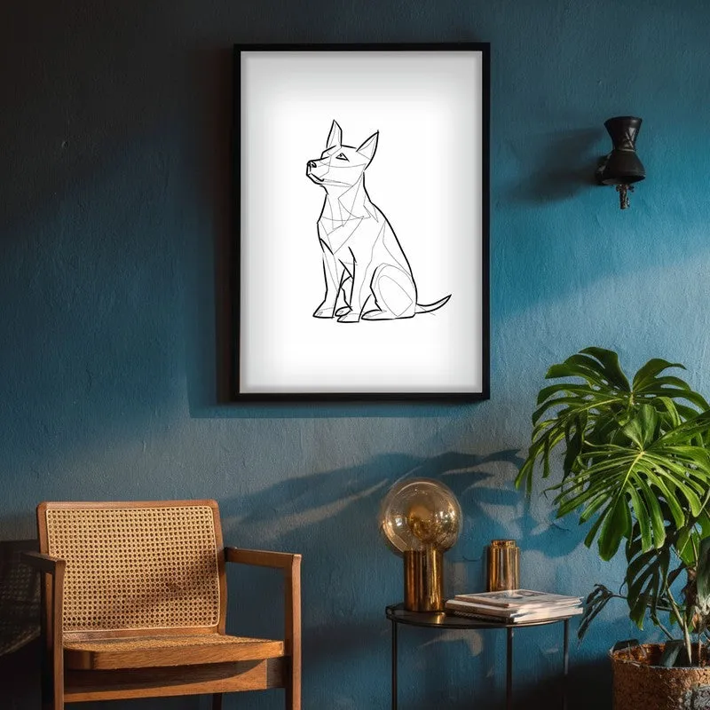 Geometric Dog Archival Canvas Wall Art - Black Frame media 4