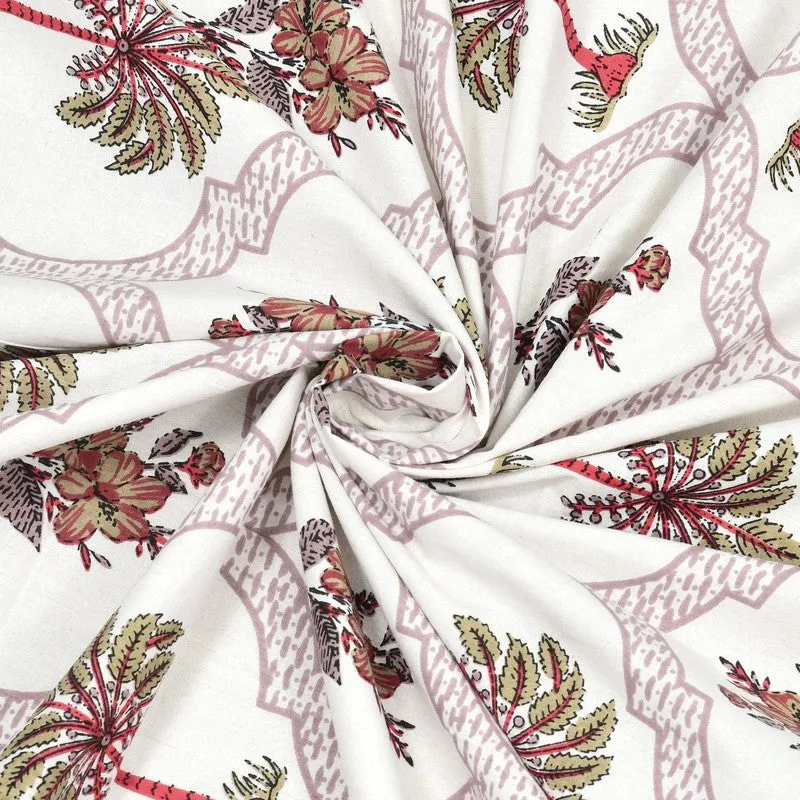 Desion Cotton Bedsheet (White,Olive Green,Red) - 240 TC media 5