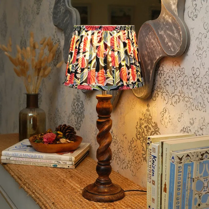 Jungle Garden Wooden Base Cotton Table Lamp - Multicolor media 1