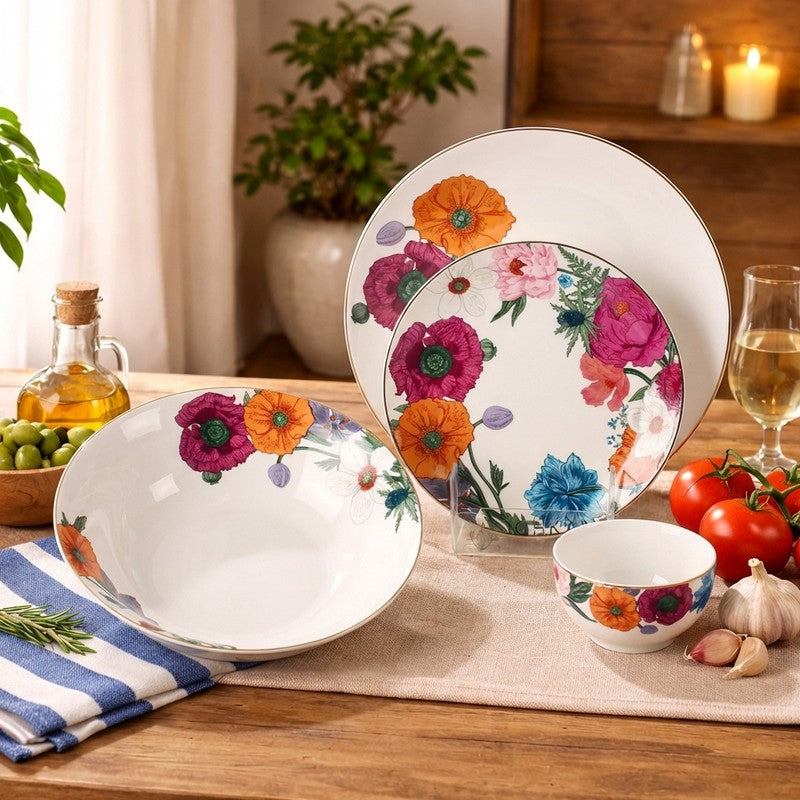 Linea Luxe 24k Gold Brushed Dinner Set (Multicolor)- 27 Piece Set media 3