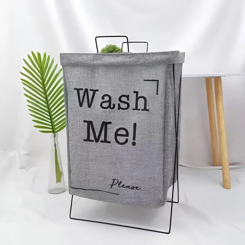 HomeWash (Metal,Fabric) Laundry Basket - Grey media 4