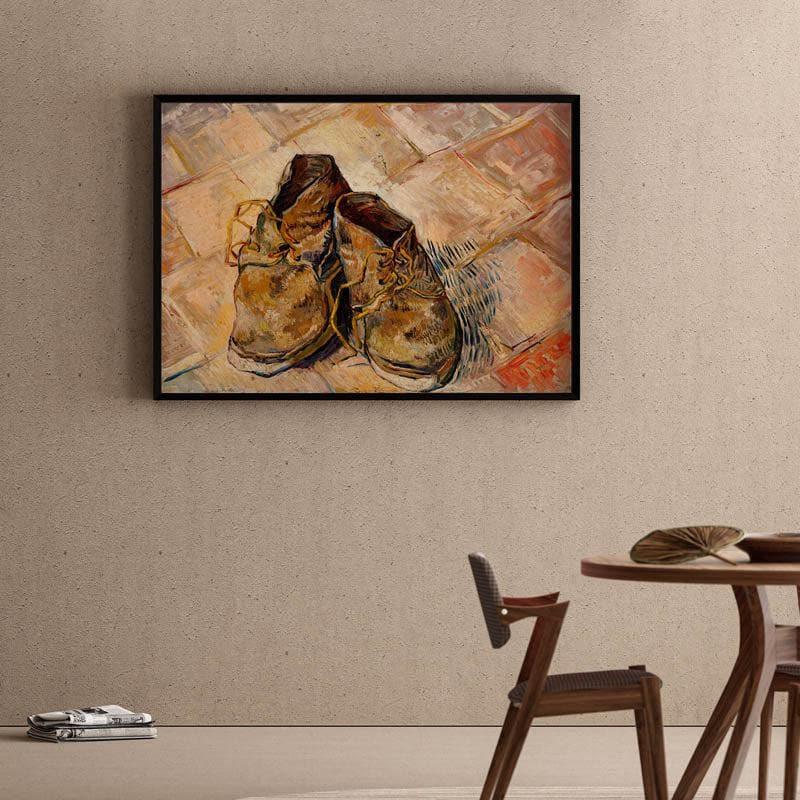 Canvas Painting Of Shoes By Vincent Van Gogh - Black Frame