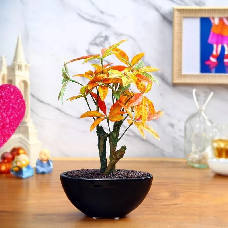 Faux Japanese Maple Bonsai In Bowl Pot - 32 cms media 1