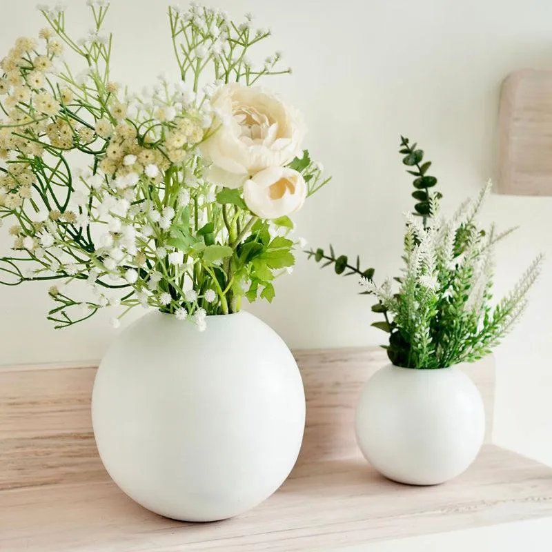 Zurmo Round Metal Vase (White) - Set Of Two media 1