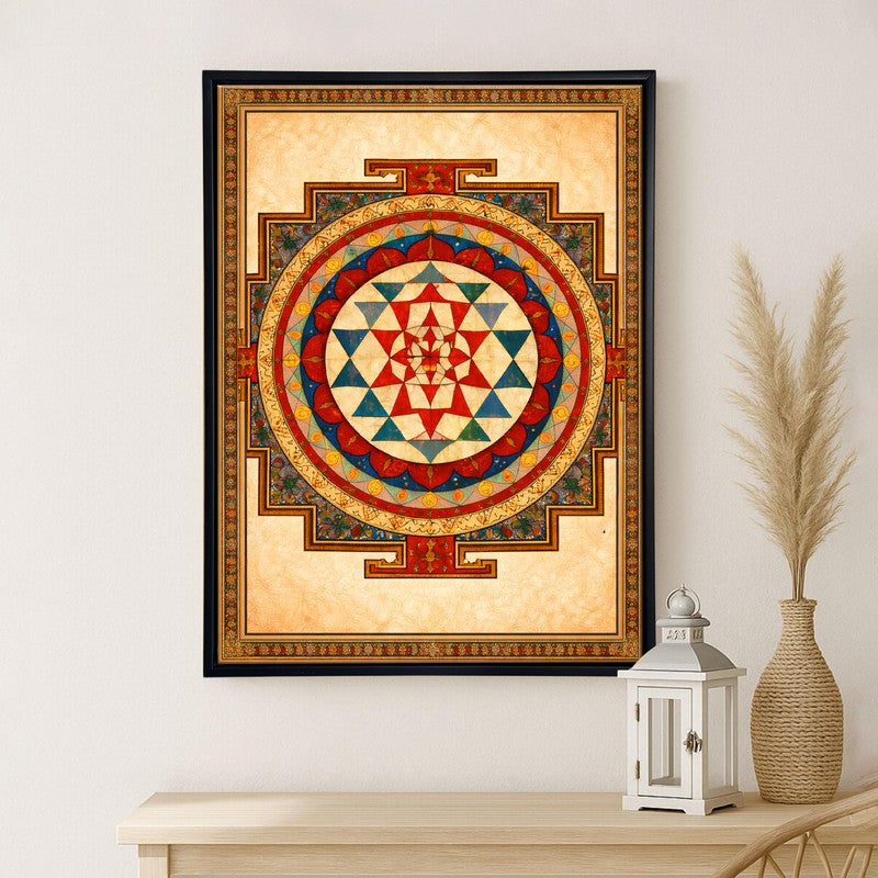 Yantra Mandala Canvas Wall Painting With Frame media 4