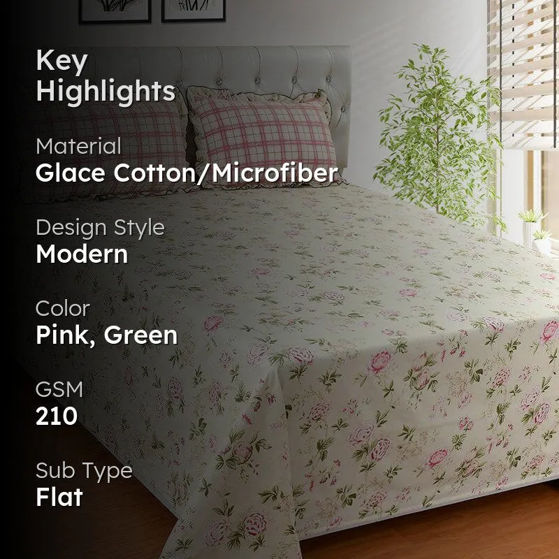 Korean Garden Floral Microfiber Bedsheet - 210 GSM media 2