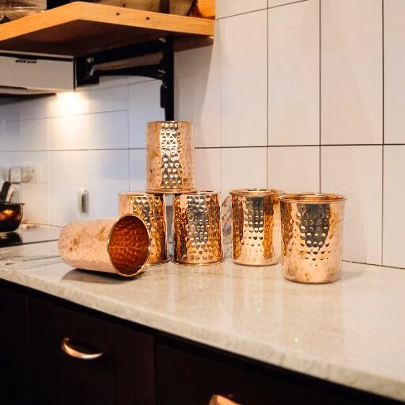 Cuva Hammered Copper Glass (200 mL) - Set Of Six media 6