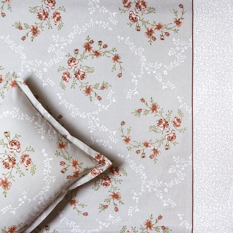 Floral Bouquet Cotton Bedsheet (Grey) - 170 TC media 3