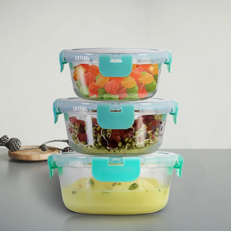 Grabzo Leak Proof Glass Lunch Box - Set Of Three media 5