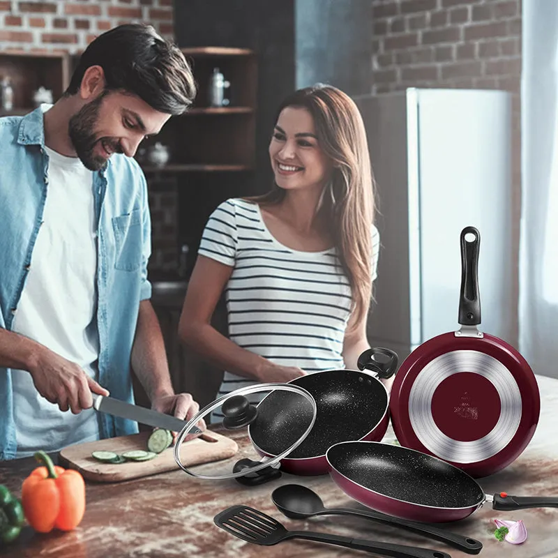 Milton Non-Stick Cookware Set (Maroon) - Five Piece Set media 7