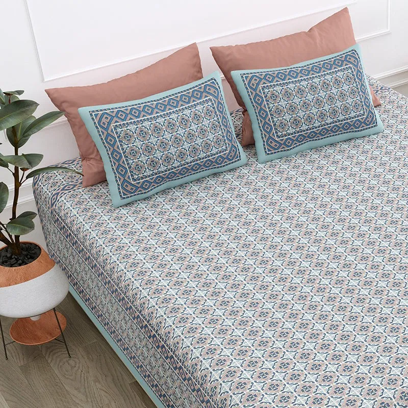 Aavni Cotton Bedsheet (Light Blue) - 180 TC media 4
