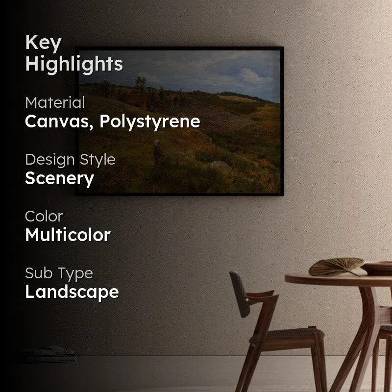 Lowland Cottage Canvas Wall Painting - Black Frame media 2