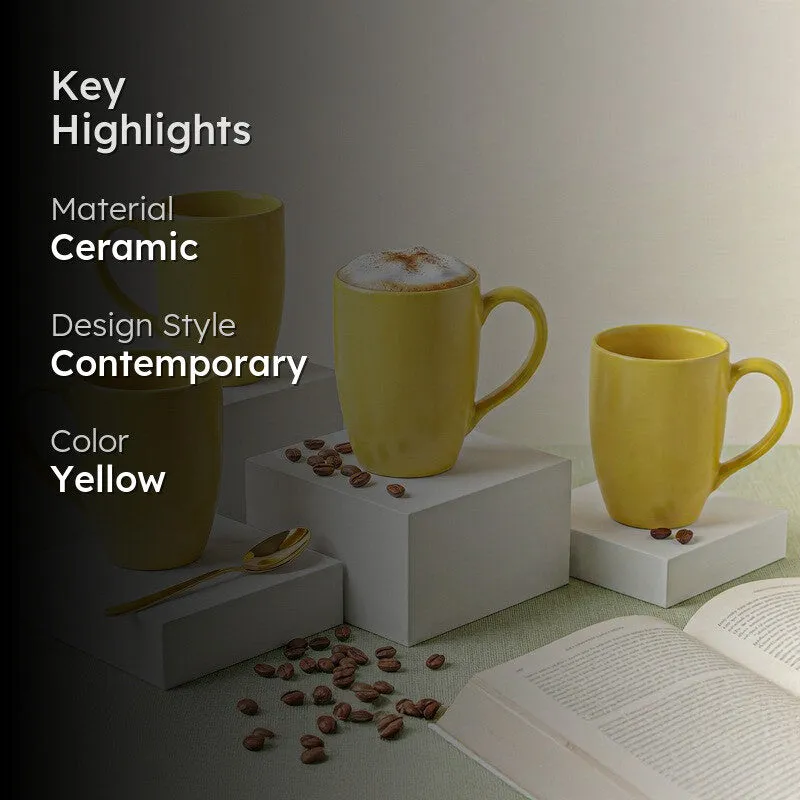 Kopi Ceramic Coffee Mug (Yellow/350 mL Each) - Set Of Four media 2