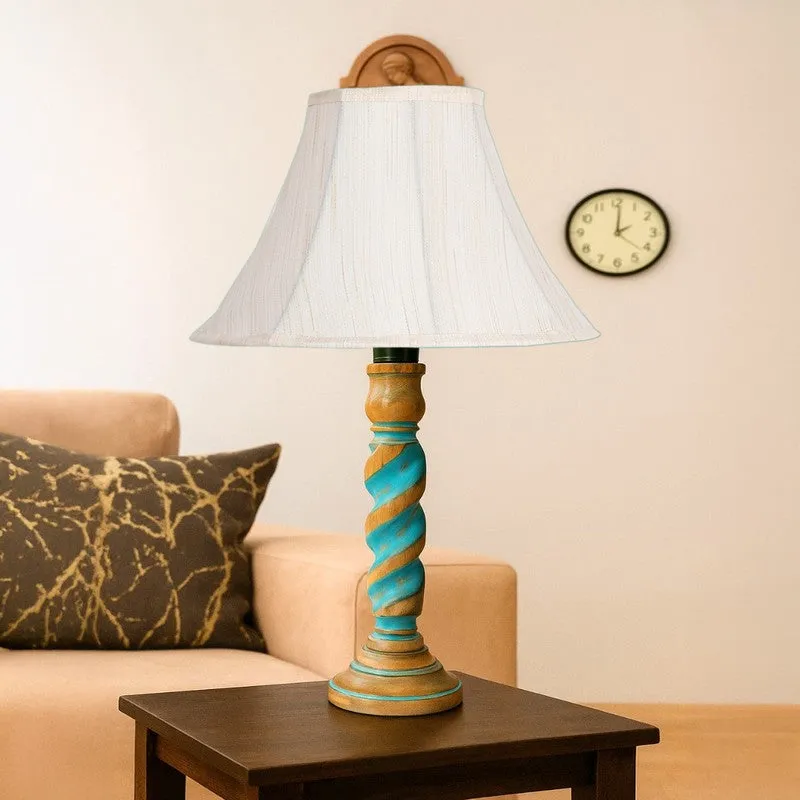 Elara Kairo Wooden Table Lamp - OffWhite media 4