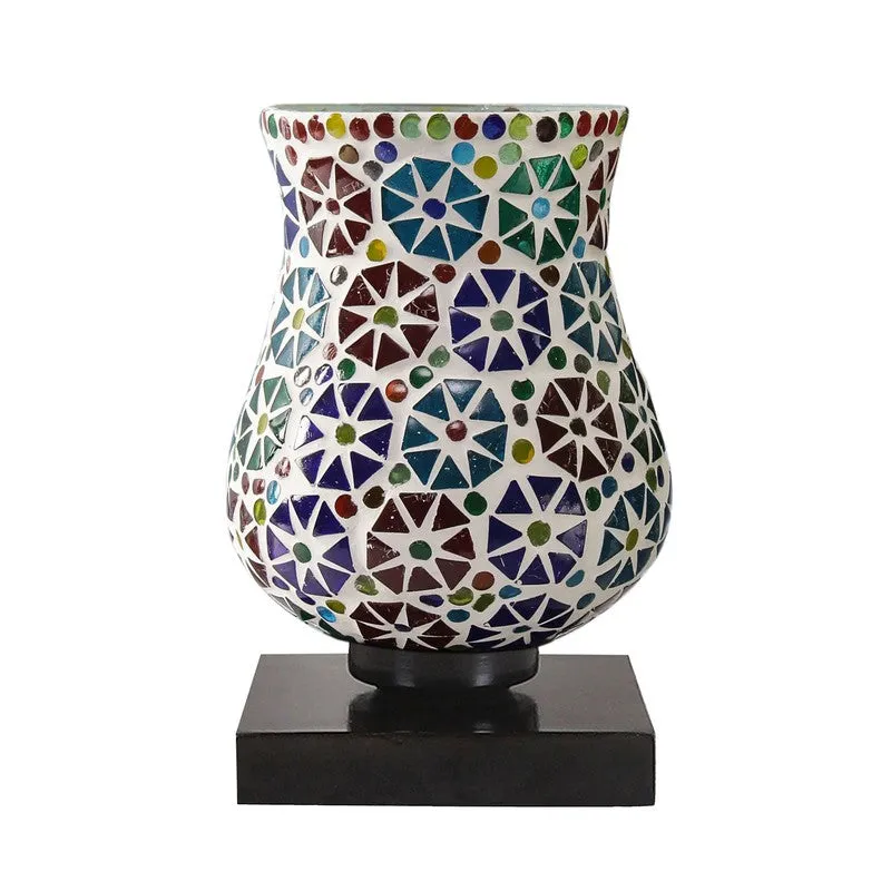 Ilumo Mosaic Glass Table Lamp With Wooden Base - Multicolor media 5