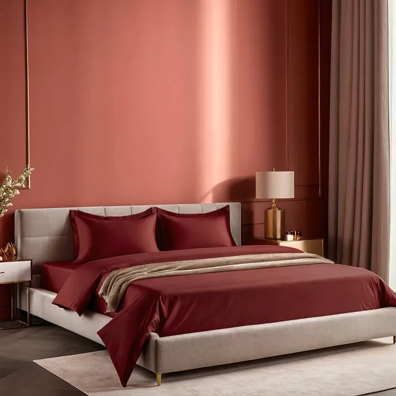 Moonweave Solid Cotton Bedsheet (Deep Red) - 400 TC media 4