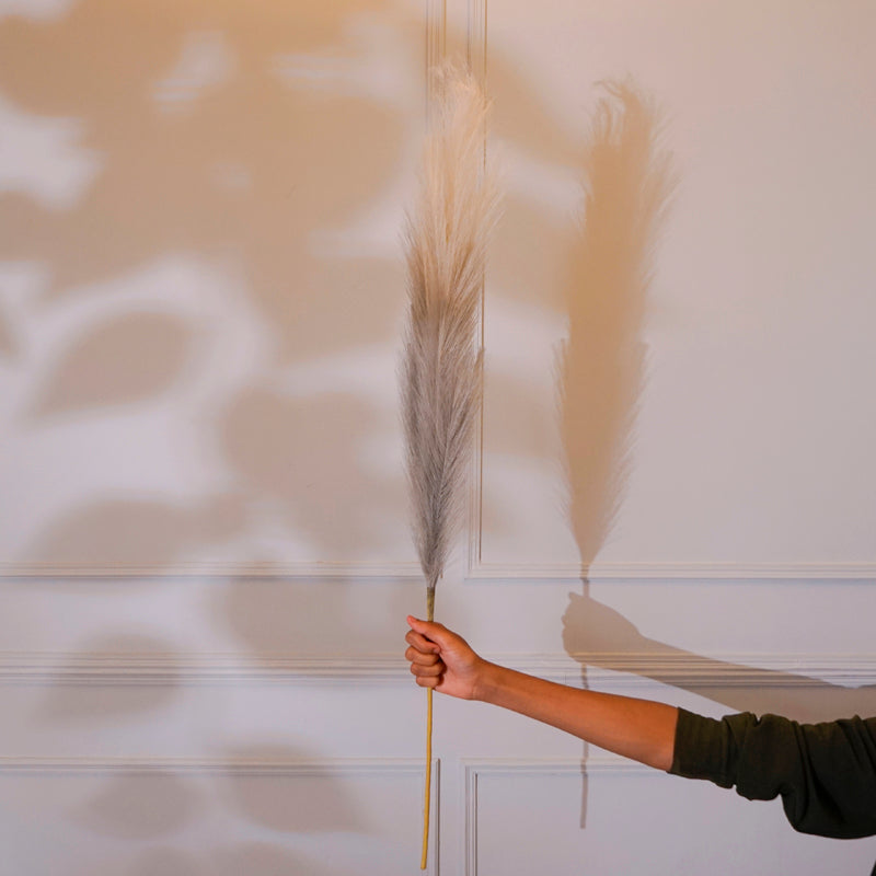Faux Pampas Grass Stick (Grey) - 35 CM