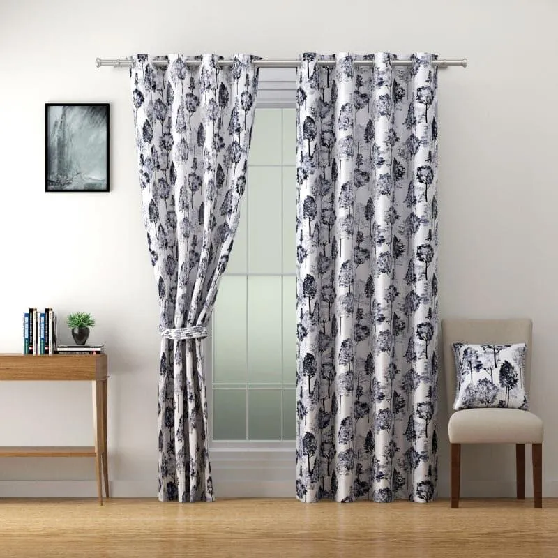Swayam Mandira Printed Curtain - Grey media 1