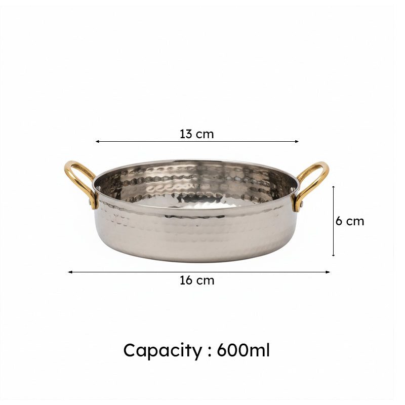 Vintage Allure Hammered Oval Kadhai Serving Pot - 600 ML media 6
