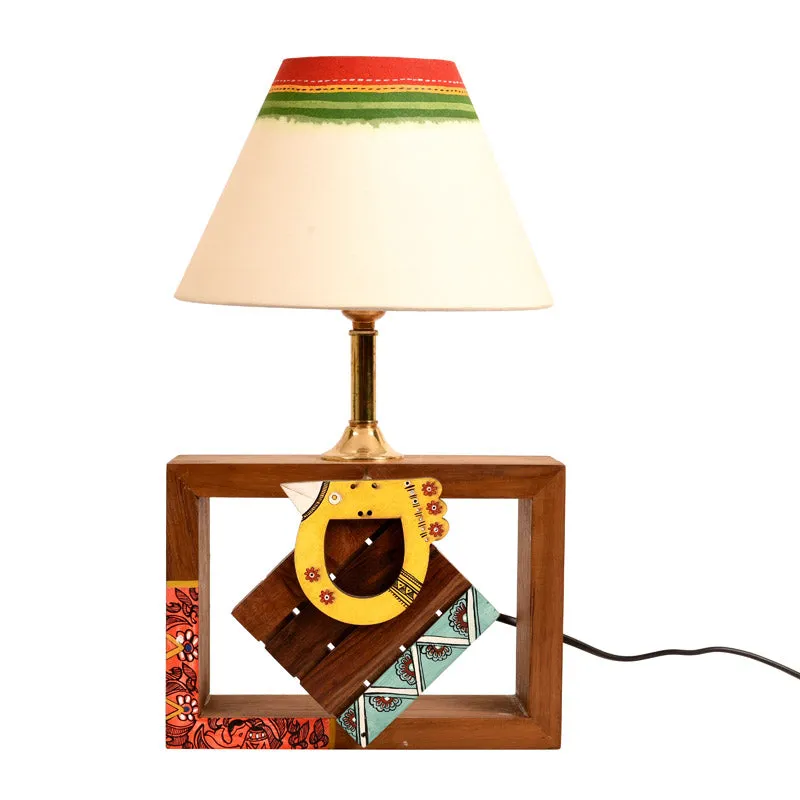 Amrita Handcrafted Wooden Table Lamp - Multicolor media 4